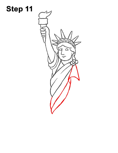 How to Draw Cartoon Statue of Liberty 11