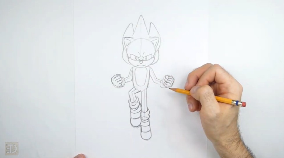 Add the Rest of the Body How to Draw Super Sonic Face Details