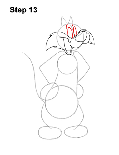 How to Draw Sylvester Cat Looney Tunes Full Body 13