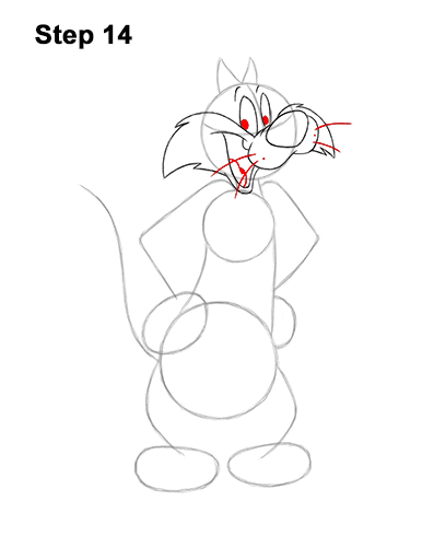 How to Draw Sylvester Cat Looney Tunes Full Body 14