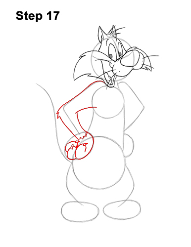 How to Draw Sylvester Cat Looney Tunes Full Body 17