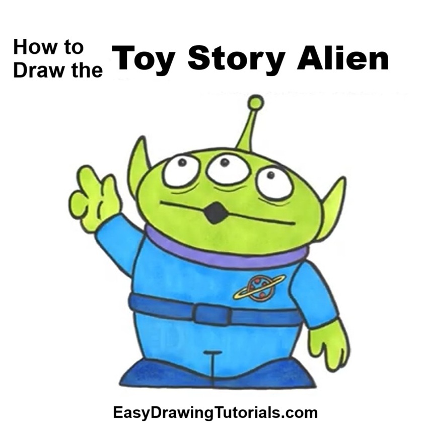 Draw Toy Story Alien Finished Piece How to Draw Toy Story Alien Final