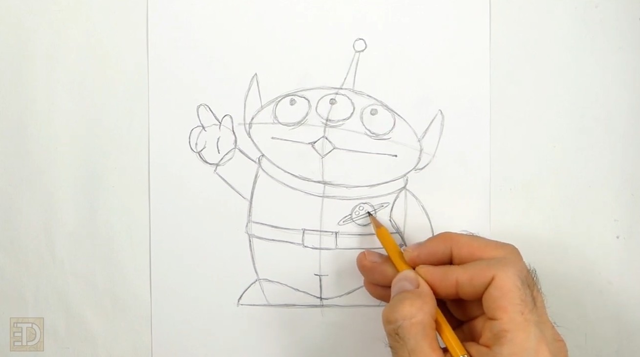 Draw Toy Story Alien Uniform Sketch How to Draw Toy Story Alien Body Details