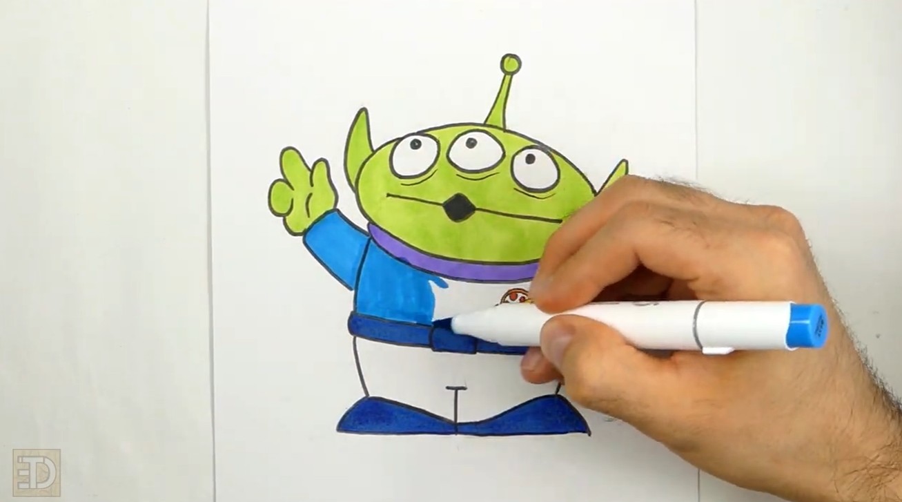 Draw Toy Story Alien Shading How to Draw Toy Story Alien Pizza Planet Logo