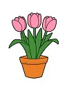 How to Draw a Pot of Tulips
