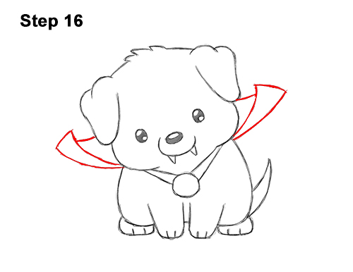 Draw a Cartoon Puppy Dog Vampire Halloween 16 How to Draw Cute Cartoon Puppy Dog Vampire Dracula Halloween 16