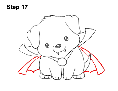 Draw a Cartoon Puppy Dog Vampire Halloween 17 How to Draw Cute Cartoon Puppy Dog Vampire Dracula Halloween 17