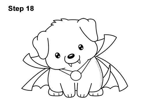 Draw a Cartoon Puppy Dog Vampire Halloween 18 How to Draw Cute Cartoon Puppy Dog Vampire Dracula Halloween 18