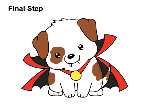 Draw a Cartoon Puppy Dog Vampire Halloween How to Draw Cute Cartoon Puppy Dog Vampire Dracula Halloween