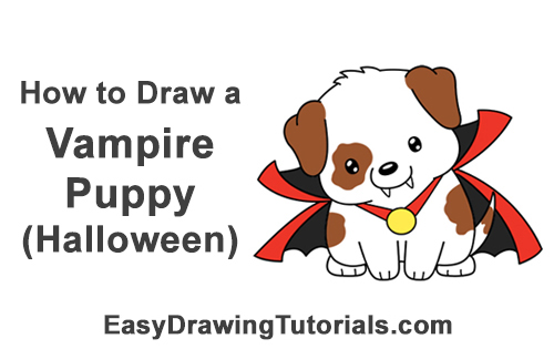 Draw a Cartoon Puppy Dog Vampire Halloween How to Draw Cute Cartoon Puppy Dog Vampire Dracula Halloween
