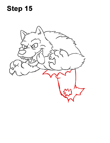 Draw a Cartoon Werewolf Wolf-Man 15 How to Draw Cartoon Werewolf Wolf Monster Halloween 15