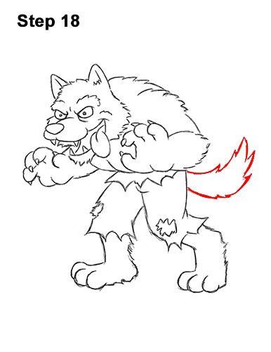 Draw a Cartoon Werewolf Wolf-Man 18 How to Draw Cartoon Werewolf Wolf Monster Halloween 18