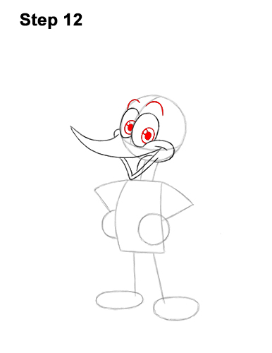 How to Draw Woody Woodpecker Full Body 12