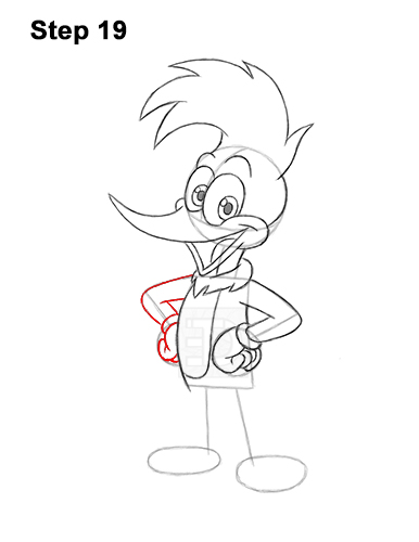 Draw Woody Woodpecker 19 How to Draw Woody Woodpecker Full Body 19