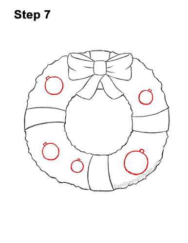 Draw a Christmas Wreath Ornaments 7 How to Draw a Christmas Wreath Bow 7
