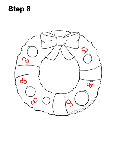 Draw a Christmas Wreath Ornaments 8 How to Draw a Christmas Wreath Bow 8