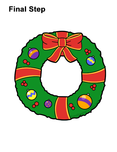 Draw a Christmas Wreath Ornaments How to Draw a Christmas Wreath Bow