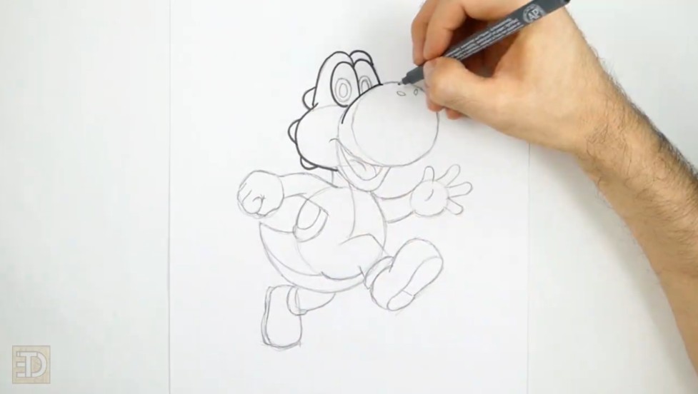 Draw Yoshi Final Linework How to Draw Yoshi Inking