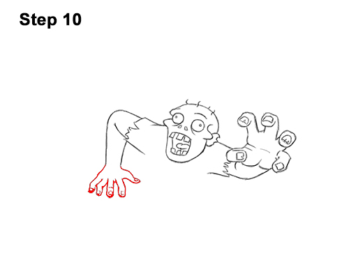 How to Draw Cartoon Zombie Coming out of the Ground 10