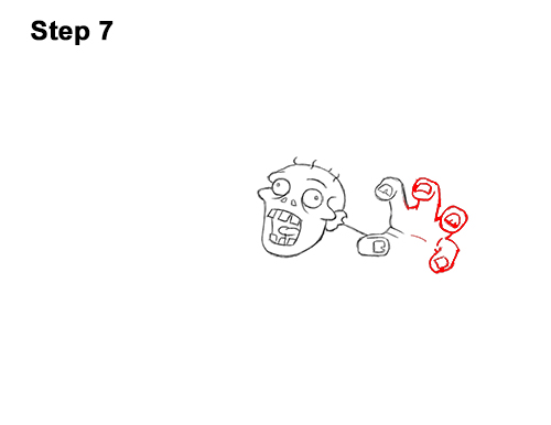 How to Draw Cartoon Zombie Coming out of the Ground 7