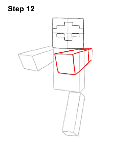 Draw Zombie Walking Minecraft 12 How to Draw Zombie Mob Minecraft Full Body 12