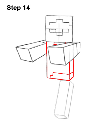 Draw Zombie Walking Minecraft 14 How to Draw Zombie Mob Minecraft Full Body 14